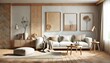 © Nexora - Modern Living Room Interior with Wooden Accents and Artwork