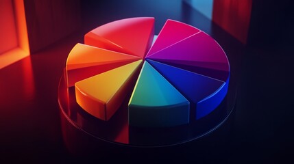 Leinwandbilder - Vibrant Colorful Pie Chart Graphic in Modern 3D Style