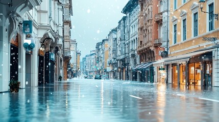 Poster - a photograph of an urban street with flood sensors connected to a virtual twin issuing real time ale