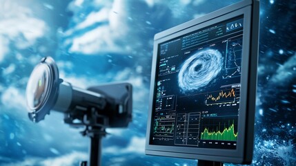Poster - Advanced Virtual Weather Station with Integrated Cyclone Monitoring and Warning System Leaving Copy Space on Top for Text Overlay