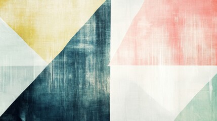 Aufkleber - Abstract Geometric Patterns in Soft Pastel Colors on Canvas Surface