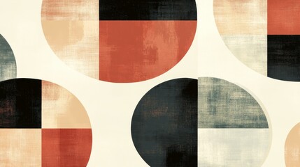 Poster - Abstract Geometric Patterns with Earthy Tones and Soft Textures