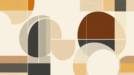 Aufkleber - Modern Abstract Shapes in Warm Tones and Geometric Patterns