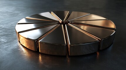 Aufkleber - Metallic geometric shape on a dark textured surface displaying symmetry