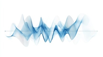 Leinwandbilder - Abstract Blue Sound Wave Pattern on White Background