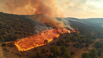 Poster - wildfire heat map with virtual twin tracking fire spread and wind patterns advanced analytics and vi