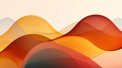 Poster - Abstract Colorful Waves in Warm Tones of Orange and Red Hues