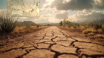 Poster - drought intensity map with virtual twin analyzing rainfall deficits and leaving copy space at the to
