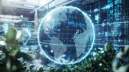 Poster - Global economic hub showcasing interconnected technology urban environment digital display futuristic viewpoint