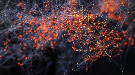 Leinwandbilder - Visualizing a glistening neural network model digital space abstract art dark background close-up technology concept