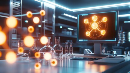 Leinwandbilder - Innovative research facility showcasing molecular interactions sci-tech lab high-tech environment digital perspective
