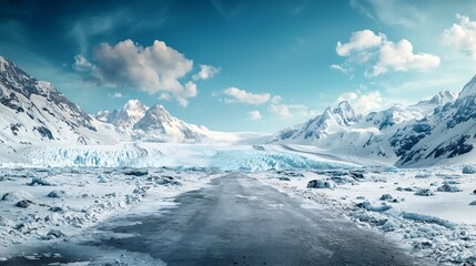 Poster - a detailed glacier retreat map combined with a virtual twin simulation visualizing ice melt rates an