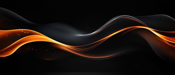 Poster - Abstract Flame Waves on Dark Background with Bright Accents, Dynamic Lines Creating Fiery Effect and Dramatic Visual Appeal