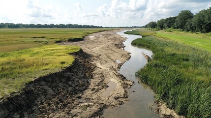 Poster - A floodplain map integrated with a virtual twin that analyzes seasonal water level changes leaving copy space on the right for additional information or graphics