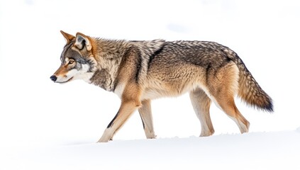  Gray Wolf Walking in Snow