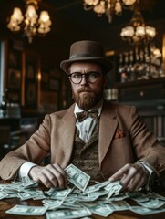 Wall Mural - Businessman counting money