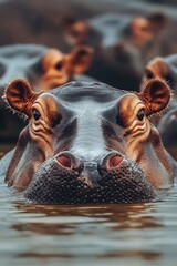 Canvas Print - Hippo underwater portrait