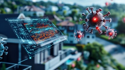 Poster - A comprehensive digital dashboard displaying a disease outbreak heat map integrated with a virtual twin model analyzing real time transmission patterns