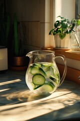 Poster - Pitcher of water with cucumber slices