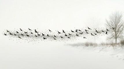 Poster - A photograph depicting a bird map combined with a virtual twin tracking the movement of avian species leaving ample copy space on the right side of the image for potential text or graphic overlays
