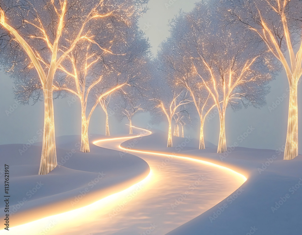 Luminous Winter Path Stock Photo | Adobe Stock