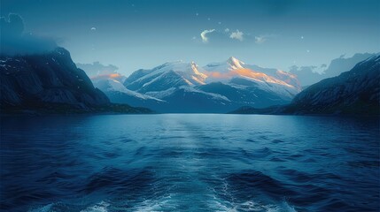 Poster - The distant mountains seem to be lightly smeared with dark color, and the sky is as clear as water.