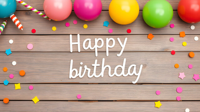 Happy birthday celebration concept. Greeting birthday party lettering with   decorative elements,