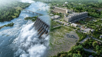 Poster - Virtual Twin Forecasting Downstream Flooding Risk from Dam Failure Map Innovative Geospatial Infrastructure Disaster Management Solution