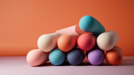 Poster - Colorful balloon-inspired shapes studio abstract art soft lighting close-up visual playfulness