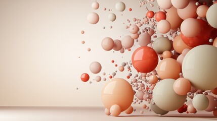 Poster - Dynamic colorful sphere explosion abstract art indoor studio minimalist setting creative perspective modern aesthetics