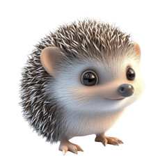 Poster - 3D Beautiful hedgehog cartoon style, isolated on a transparent background