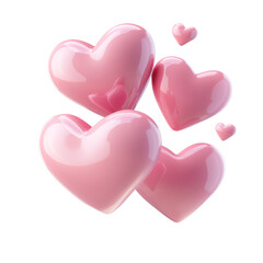 Aufkleber - 3d rendering flying pink hearts icon isolated on transparent background