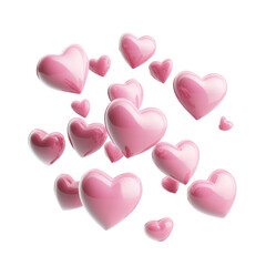 Aufkleber - 3d rendering flying pink hearts icon isolated on transparent background