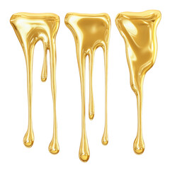 Poster - set of melted gold dripping isolated on transparent background