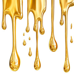 Poster - set of melted gold dripping isolated on transparent background