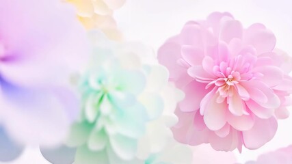 Poster - soft pastel flowers gently sway in a light breeze, creating a calming visual display in a serene env