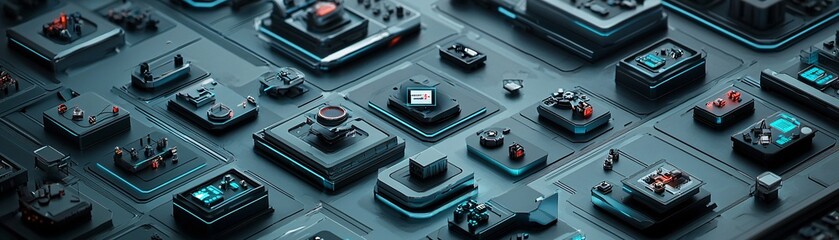 Poster - ai-driven factory floor with interconnected machinery, emphasizing integration and artificial intell