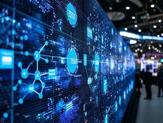 Poster - dynamic tech solutions showcased by a layered display of interconnected systems, representing seamle