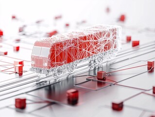 Poster - Optimized supply chain network displayed as an abstract 3D digital map