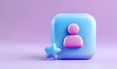 Poster - 3D Icon Representing New User Addition with Colorful Design