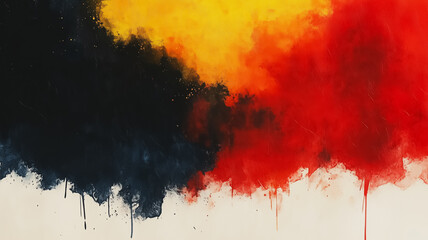 Poster - A painting with a lot of red, yellow and black colors