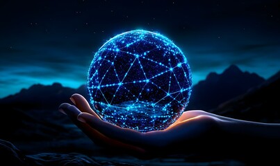 Poster - Abstract Science Depiction of Light Sphere in Human Hand