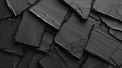 Poster - A black and white photo of a wall with black squares