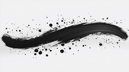 Poster - A black and white brush stroke with black paint splatters