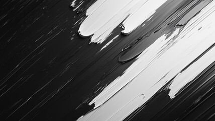 Poster - A black and white painting with white strokes