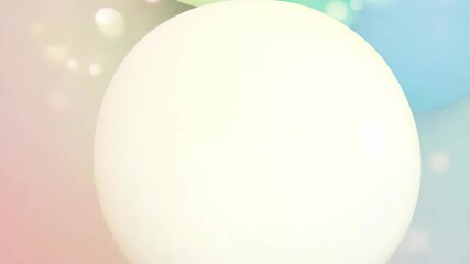 Poster - Colorful spheres float and interact in a serene, animated digital environment