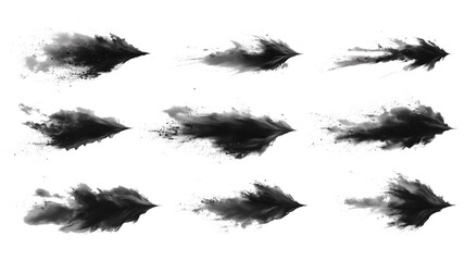 Poster - A series of black smoke trails are shown in various positions and angles