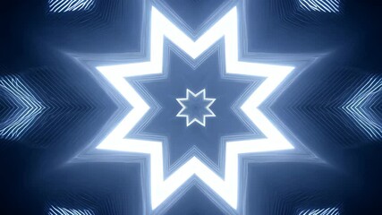 Poster - exploring a captivating geometric pattern with glowing light effects and dynamic movement in a dark 