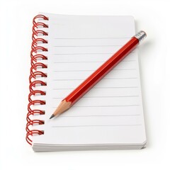 Poster - Red pencil lying on a blank notepad with a red spiral binding, suggesting the potential for creativity and productivity