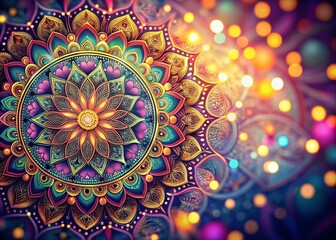 Poster - Mandala Business Card Backgrounds: Bokeh Effect, Abstract Art, Geometric Designs